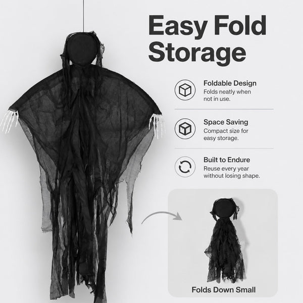 Yezi Halloween Decorations Grim Reaper 130cm Black Polyester Foam