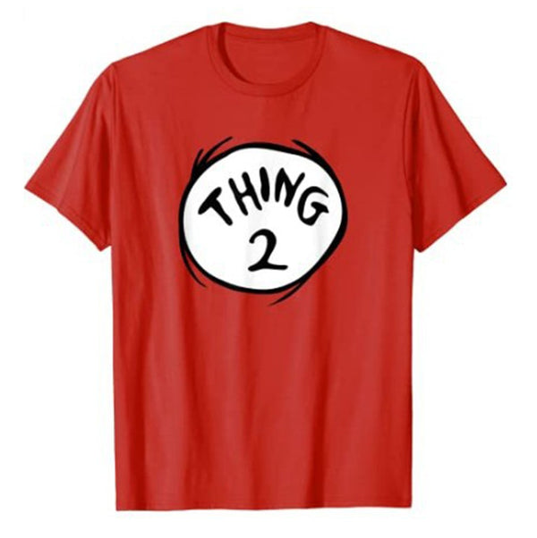 Thing 2 red costume t-shirt close up