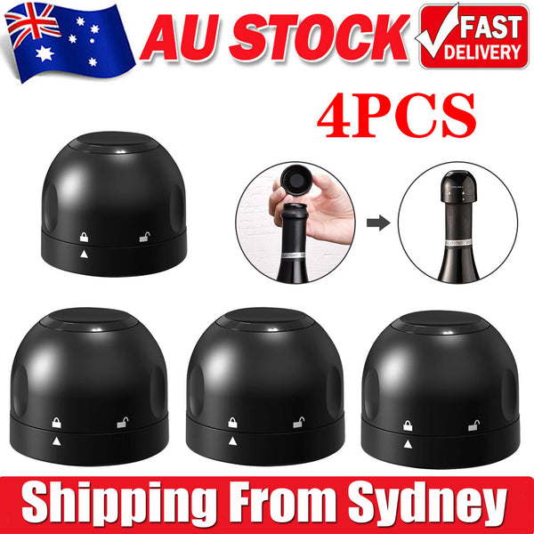 4x Silicone Sealed Champagne Stopper Red Wine Bottle Preserver Vacuum Plug Tools