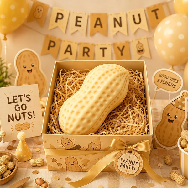 Peanut squishy in a gift box at a peanut party
