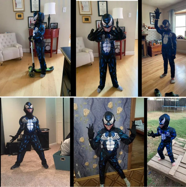 Customer photos of children wearing Venom Halloween costume
