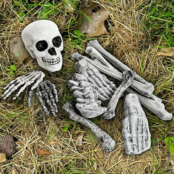 12PCS Christmas Skeleton Bones Skull Body Part Prop Graveyard Outdoor Decoration