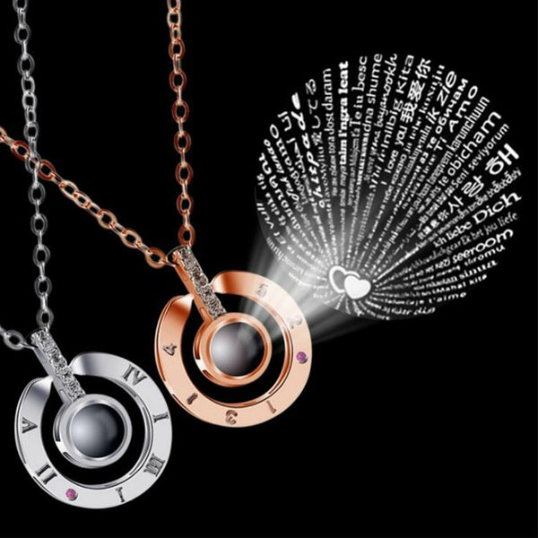 2pcs I LOVE YOU in 100 languages Pendant Necklace For Memory of LOVE Xmas Gift