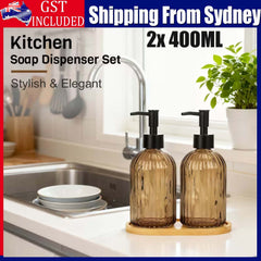 Soap Dispenser Bottles 2 Pack - 400ml Refillable Pump Bottles for Shampoo and Body Wash