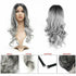 Long Ombre Grey Wavy Synthetic Wig Heat Resistant Lace Front Women's Wig