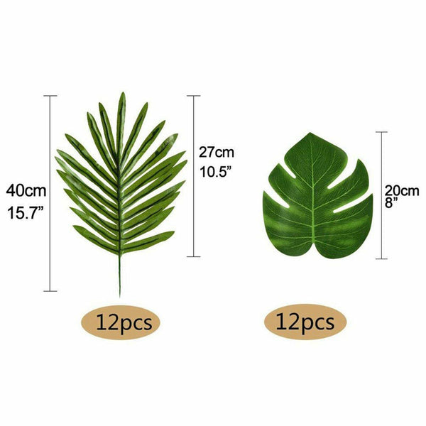 12/24/36x Beach Luau Artificial Tropical Leaf Hawaiian Party Jungle Palm Leaves