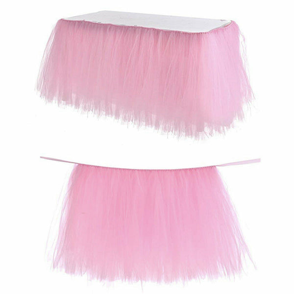 Pink Tulle TUTU Table Skirt Cover Birthday Wedding Festive Party Table Cloth Dec