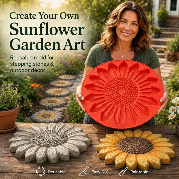 Sunflower Stepping Stone Mold Courtyard Reusable Path Decor Concrete Mold Garden