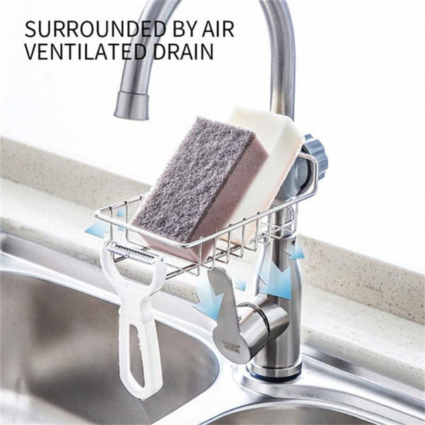 Home Kitchen &Bathroom Faucet Sink Sponge Hanging Tap Storage Holder Drain Rack