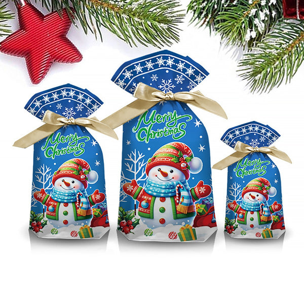 Three snowman Christmas gift bags in large, medium and small sizes