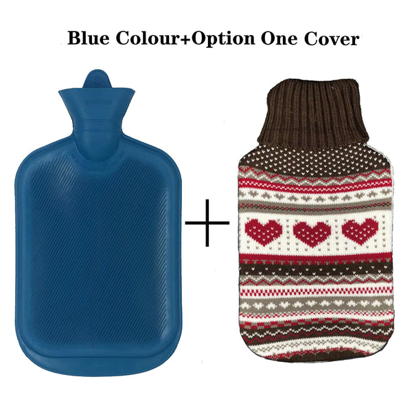 2L Hot Water Bottle Winter Warm Natural Rubber Bag Relaxing Warmer and COVER