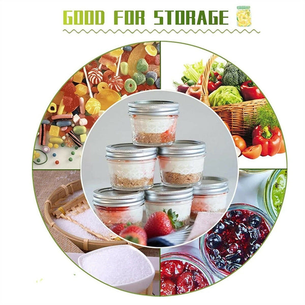 12pcs 120ml Glass Mason Jars with Lids | Mini Airtight Food Storage Jam Bottles Set