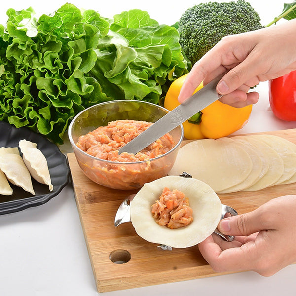 4 Piece Stainless Steel Dumpling Maker Set – Dough Press Mould and Wrapper Cutter Tool