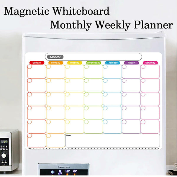 Monthly/Weekly Planner Fridge Calendar Magnetic Board with 3 markers + an Eraser