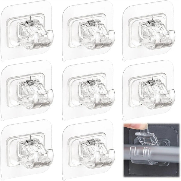 10X Nail Free Curtain Rod Clip Self Adhesive Curtain Adjustable Rod Holder Hooks