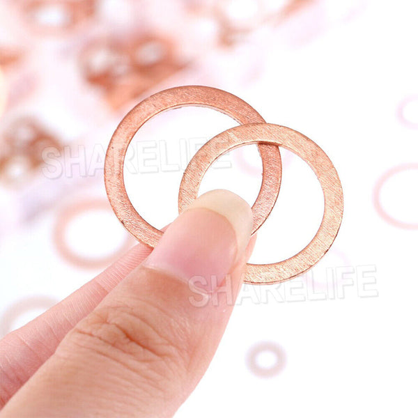 280PCS 12 Sizes Solid Copper Washers Sump Plug Seal Set Assorted Kit with Box AU