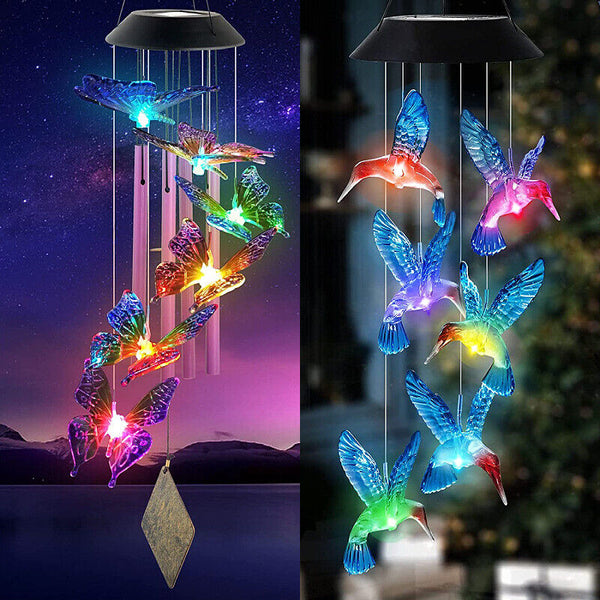 Colour Changing Wind Chimes LED Light Hanging Decor Outdoor Solar Powered Garden