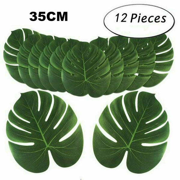 12/24/36x Beach Luau Artificial Tropical Leaf Hawaiian Party Jungle Palm Leaves