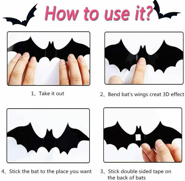AU Halloween 3M Bat Hanging Pumpkin Spider Bat Garland Scary Decoration Party