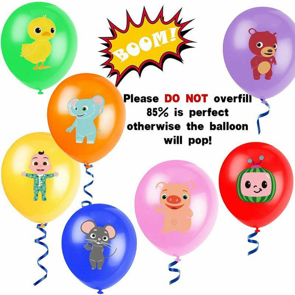 Cocomelon  Tableware Party Supplies Kids Birthday Banner Topper Balloon Plate