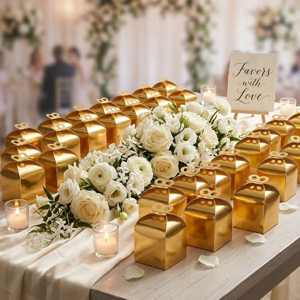 30PCS Candy Gift Boxes Wedding Party Favour Boxes Cardboard Treat Boxes Gold White Silver