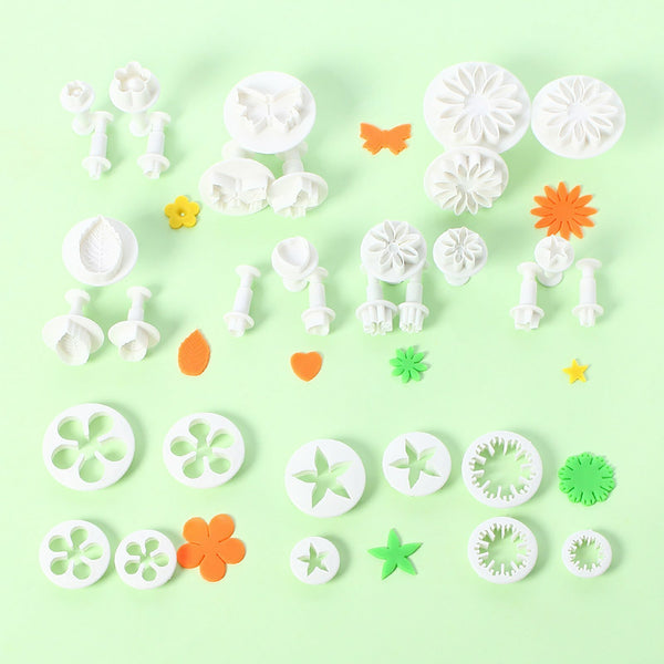 66pcs Sugarcraft Fondant Flower Mold Set | Cake Decorating Embossing Tools Kit