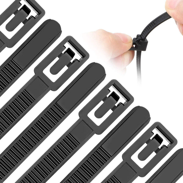 120pcs Black Cable Ties Zip Nylon Plastic Releasable Reusable Wraps Ratchet Wire