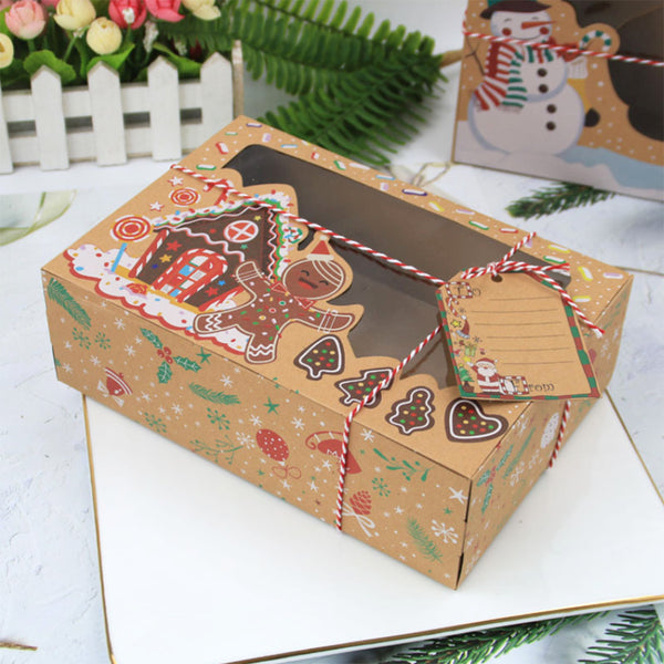 3-24PCS Baking Gift Box Kraft Christmas Cookie Candy Boxes Bakery Gift Boxes
