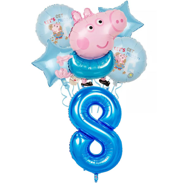 George Balloons Set With Numbers Party Supplies Peppa Pig Birthday Decoration