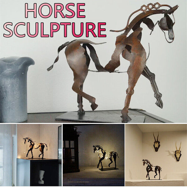 3D Metal Standing Horse Sculpture LED Lighting Statue Home Decor Ornament Gifts