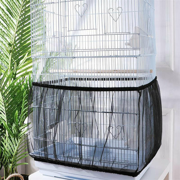 Shell Skirt Mesh Cover Pet Bird Cage Guard Nylon Net Seed Catcher S-L Black AUS
