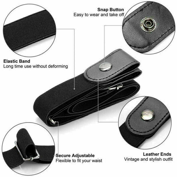 4X Buckle-free Stretch Elastic Belt Invisible No Bulge Hassle For Jean Women Men