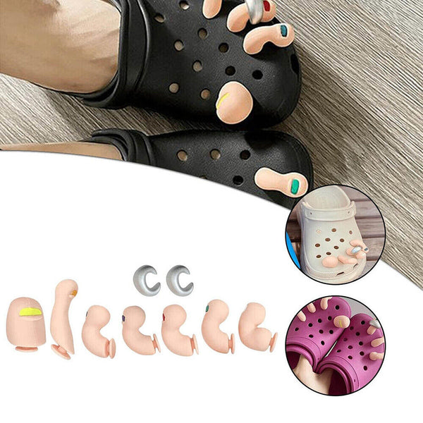 9x Funny Toe Shoe Charms Decors Silica Gel Croc Toes Clog Decoration Sandals New