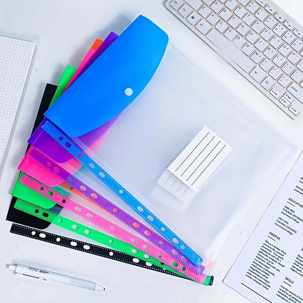 24PCS A4 PVC Document Folders Filing Wallets with Popper Closure