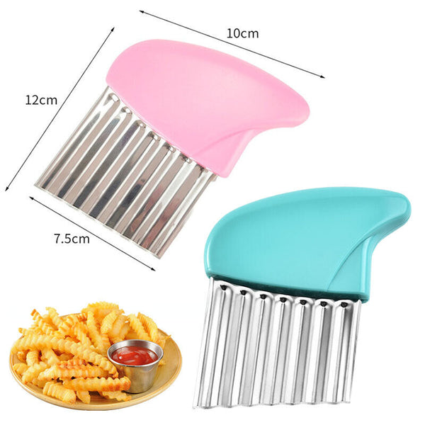 4x Stainless Steel Crinkle Cutter Wavy Vegetable Potato Chip Slicer Knife Blade