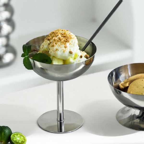 2PCS Stainless Steel Ice Cream Bowls Dessert Cups 300ml Serving Cups Silver