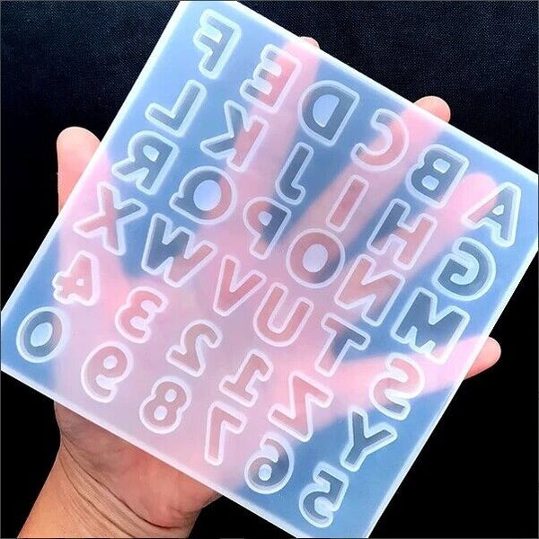 2pcs Alphabet Number Silicone Pendant Mold Necklace Jewelry Epoxy Resin Mould AU