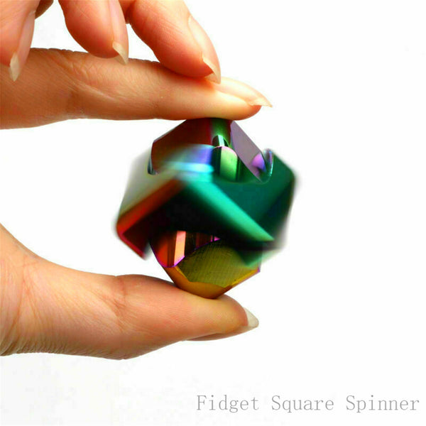 Close-up of the fidget cube spinning