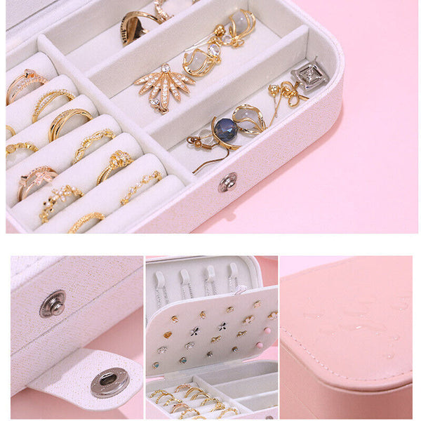 Travel Jewellery Box Organizer Leather Ornaments Jewelry Case Storage Portable