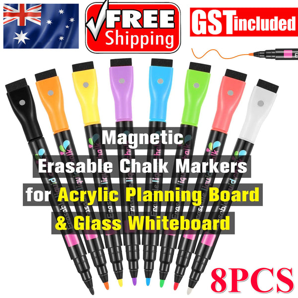 8x Liquid Chalk Marker Pens LED Writing Board Glass Window Pen Nib Fluorescent