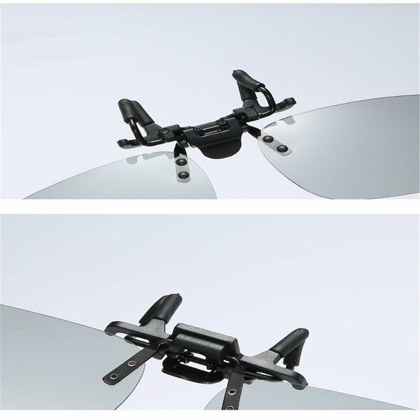 2xPhotochromic Polarised Clip On Flip Sunglasses Pilot Polarized Fishing Eyewear