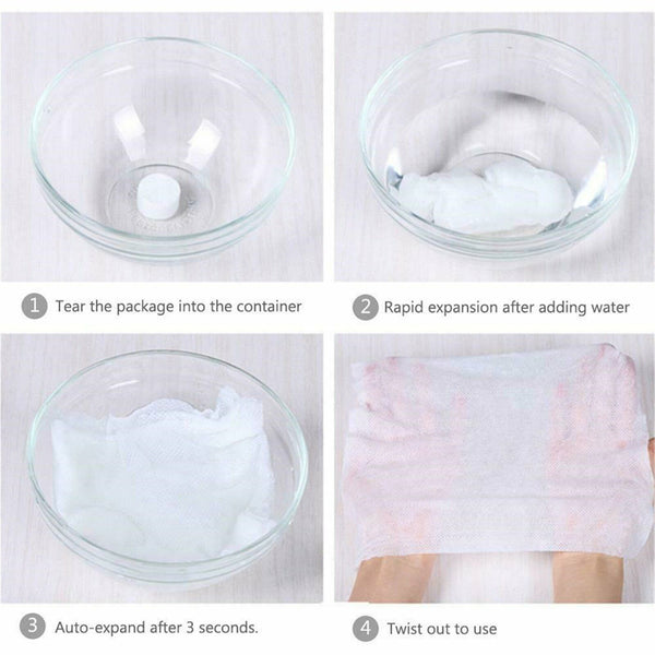 UP 100PCS Disposable Cotton Compressed Washcloth Face Towel Wet Wipe travel AU
