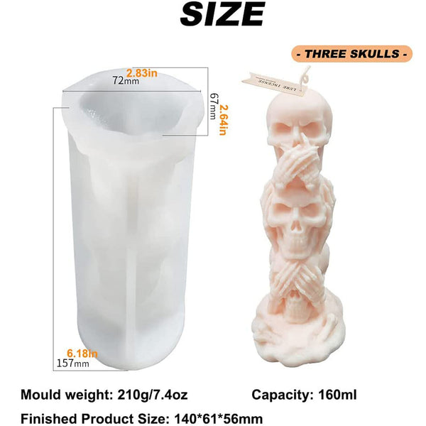 Silicone 3D Skull Candle Mold DIY Making Soap Wax Resin Mould Craft Halloween AU