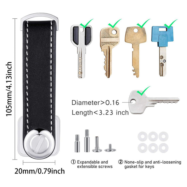 2pcs Leather Smart Keys Holder Organizer Clip Compact Folder Keychain Duration