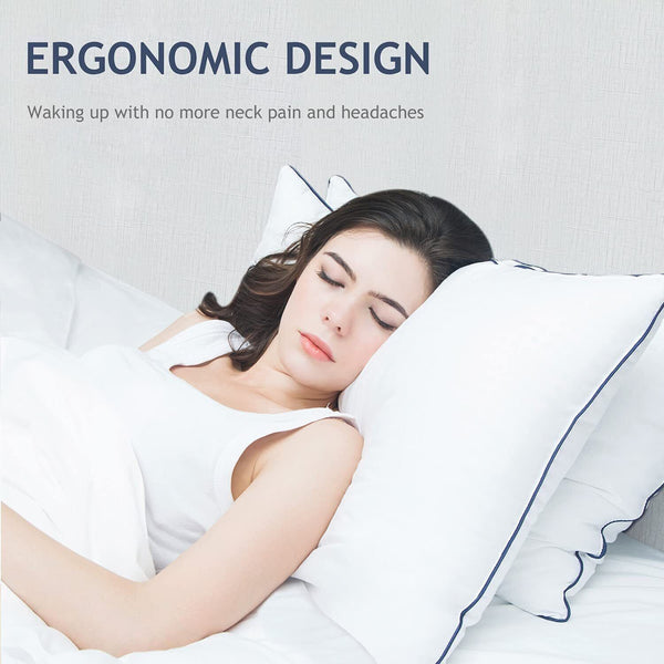 2x Hotel Quality Bamboo Pillow Breathable Home Pillows Queen Size Medium Firm