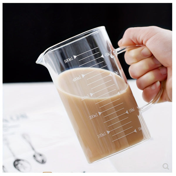 4 Piece Glass Measuring Cup Set – 500ml and 90ml Measuring Beakers with Handle and V Spout