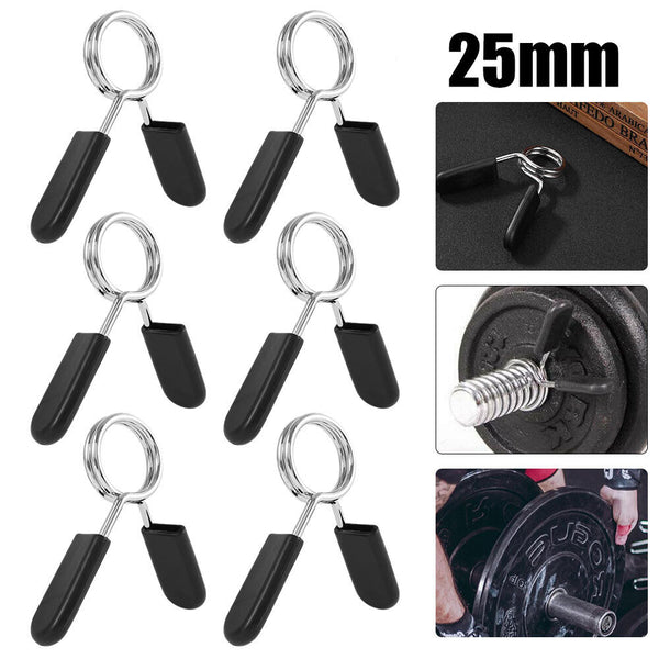 8PCS 25mm Barbell Bar Clamp Spring Collar Clips Gym Weight Dumbbell Lock Lift AU