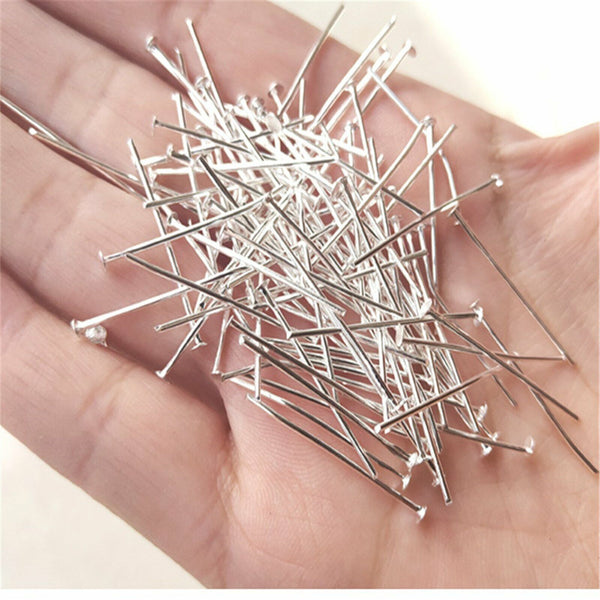 1000pcs Bright Silver Tone Straight Head Pins 50mm Long Jewellery Making Earring