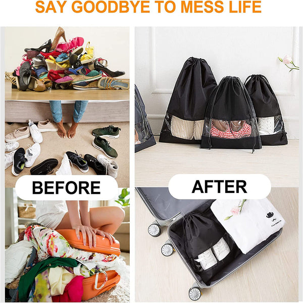 Portable Shoes Bag Travel Storage Pouch Drawstring Bag Non-woven Shoe Bag