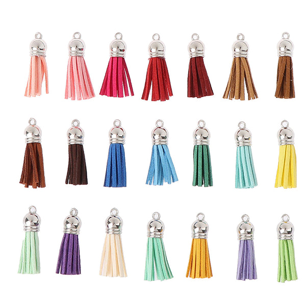 10-100x Leather Keychain Ring Tassel Pendants Bulk Mixed DIY Crafts Jewelry Maki